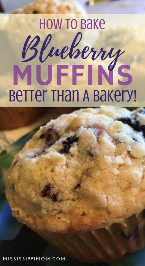 How to Make Blueberry Muffins Better than A Bakery - MississippiMom.com Desserts That Use Butter, Blueberry Muffins Without Eggs, Blueberry Muffins With Fresh Blueberries, Blueberry Ideas, Fresh Blueberry Muffins, Shirley Brown, Recipes Pastry, Mini Loaves, Best Blueberry Muffins