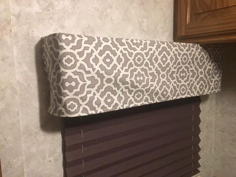 Rv Window Valance Remodel, Rv Window Makeover, Rv Blinds, Window Makeover, Camper Remodel Ideas, Camper Organization Travel Trailers, Rv Curtains, Decorating Your Rv, Camper Curtains