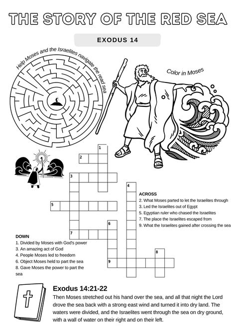 Moses and the Red Sea Multi Worksheet Activity Pack – With 8 Different Activities
This pack contains 8 different activities perfect for helping to teach the story of Moses and the Red Sea to your Sunday School

https://freebibleworksheets.com/printables/moses-and-the-red-sea-multi-worksheet-activity-pack-8-activities/

Word Search #church #ministry #kidmin #bible #sundayschool #sunday #Family #TeachingKids #EncouragingLeaders #pastors #Scripture #Bible #Faith #Spiriutality Israelites Crossing The Red Sea, Moses Worksheets For Kids, Moses Red Sea Activity, Moses Parts The Red Sea Craft, Moses Printable, Moses And The Red Sea, Moses Red Sea, Crossing The Red Sea, Kids Writing Activities