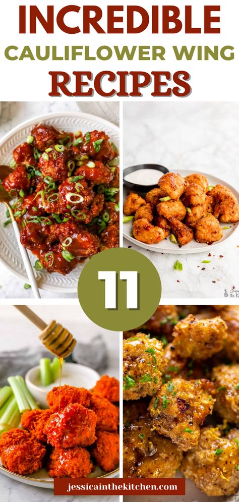 These are my top 11 Cauliflower Wing Recipes with delicious homemade sauces and seasonings! Take your tailgate to the next level with these crispy, saucy roasted cauliflower bites in an array of flavours from traditional buffalo to a homemade takeout version of General Tso’s. Cauliflower Chicken Wings, Cauliflower Wing Recipes, Cauliflower Wings Recipes, Cauliflower Hot Wings, Pescatarian Dishes, Homemade Takeout, Vegan Cauliflower Wings, 2024 Health, Cauliflower Recipes Healthy