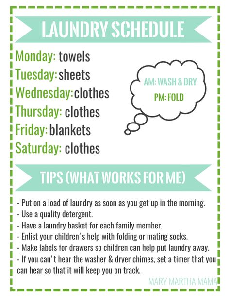 Laundry Schedule Free Printable | AllFreePaperCrafts.com Laundry Schedule, Weekly Cleaning Schedule, Wash Clothes, Home Management Binder, How To Make Labels, House Cleaning Checklist, Weekly Cleaning, Household Cleaning Tips, Cleaning Recipes