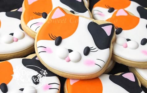 Kitty Cookies, Super Cookies, Flooding Cookies, Cookies Decoradas, Cat Cookies, Sugar Cookie Ideas, Cat Birthday Party, Sugar Cookie Designs, Cookie Decorating Ideas