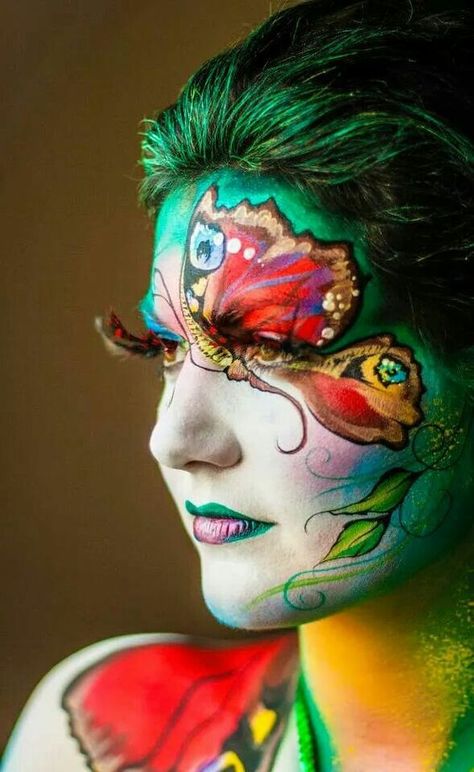 My World of Colours Butterfly Face Paint, Girl Face Painting, Butterfly Face, Kids Face Paint, Theatrical Makeup, Fairy Makeup, Face Painting Designs, Fantasy Makeup, Eye Art