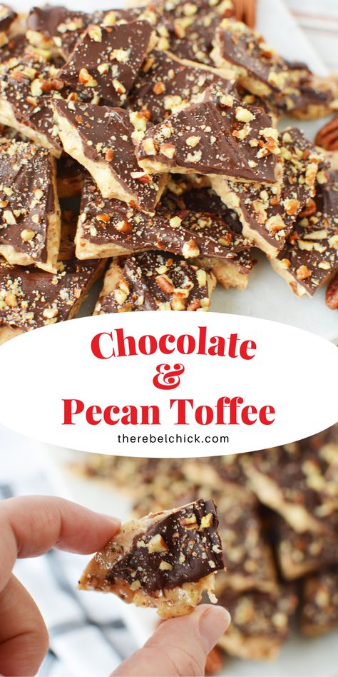 Chocolate Caramel Pecan Candy, Pecan Toffee Brittle, Nut Toffee Recipe, Pecan Toffee, Chocolate Toffee Bark Recipes, Pecan Bark Recipe, Pecan Toffee Recipe, Toffee Bark Recipes, English Toffee Recipe