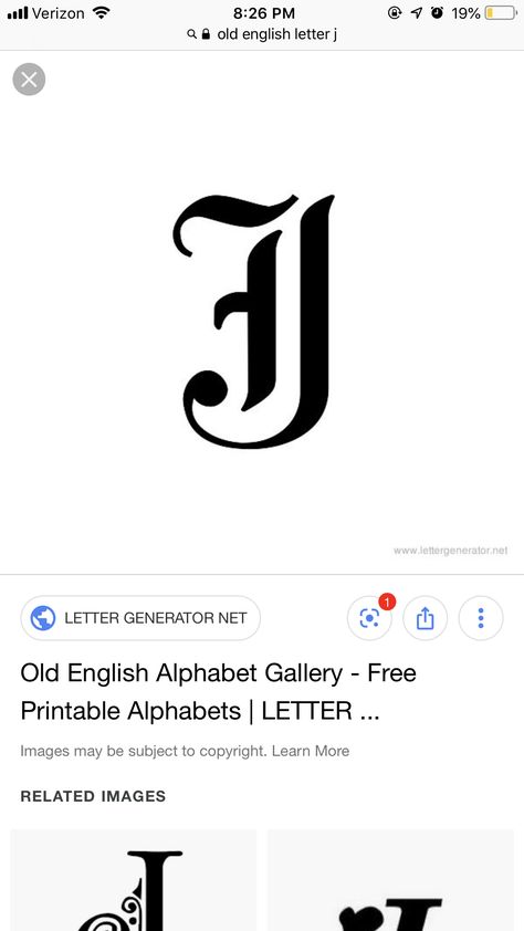 Old English J Tattoo, Old Writing, Old English Alphabet, J Tattoo, Old English Letters, The Letter J, Printable Alphabet Letters, English Letter, Alphabet Printables