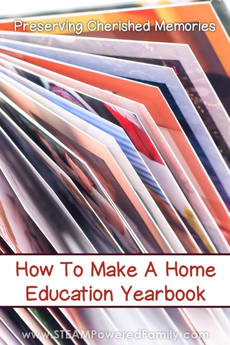 Learn how to preserve special memories in a Homeschool Yearbook. A fun project for the whole family that will be cherished for years to come. Includes 3 different techniques to create a special, personal, record of your time in Home Education. It also makes a fantastic record for any schools or education boards that require a record of learning. Plus kids will cherish having a yearbook to remember their childhood and major events. #Homeschool #HomeEducation #Homeschooling #2020 Homeschool Yearbook Ideas, Centennial Celebration Ideas, Homeschool Yearbook, Memory Book School, Yearbook Spreads, Personal Record, Homeschool Lesson Plans, Homeschool Books, Steam Education