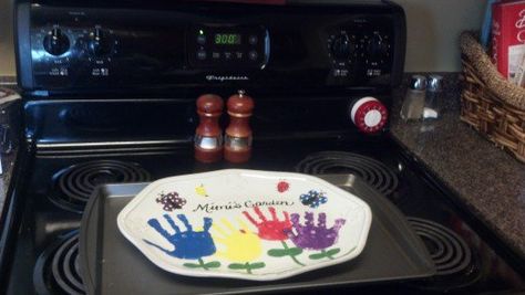 How to Make Handprint Art on Ceramics | FeltMagnet Handprint Plate, Paint Plate, How To Make Ceramic, Homemade Gifts For Mom, Handprint Gifts, Homemade Fathers Day Gifts, Painted Ceramic Plates, The Whoot, Plates Diy