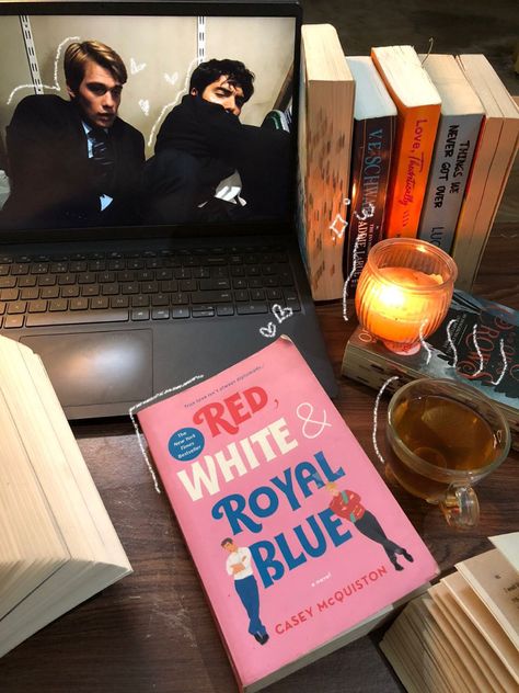 red white & royal blue, RWRB, autumn aesthetic, casey mcquiston, cozy, movie night Book Night Aesthetic, Red White Royal Blue Aesthetic, Red White And Royal Blue Book Aesthetic, Blue Book Aesthetic, Red White And Royal Blue Book, Red White And Royal Blue Aesthetic, Rwrb Book, Rwrb Aesthetic, Rwrb Wallpaper