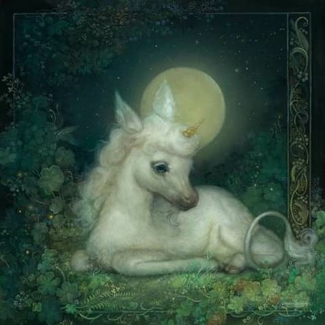 Baby unicorn 🦄💖 Annie Stegg, Creature Fantasy, Unicorn Pictures, Last Unicorn, Unicorns And Mermaids, The Last Unicorn, Unicorn Art, Fairytale Art, Mythical Creatures Art