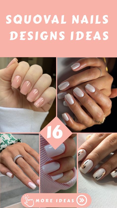 Squoval Nails 16 Ideas: A Chic and Timeless Nail Trend Squarvole Nails, Squoval Nails Medium Length, Ombre Nails Squoval, Simple Acrylic Nails Squoval, Square Oval Acrylic Nails, Gel X Nail Inspo Square, Short Soft Square Nails, Trendy Minimalist Nails Square, French Tip Squoval Nails