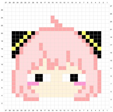 Anya Spy X Family, Kawaii Cross Stitch, Modele Pixel Art, Kitten Drawing, Doodle Art Flowers, Easy Perler Beads Ideas, Art Perle, Easy Pixel Art, Pixel Art Templates