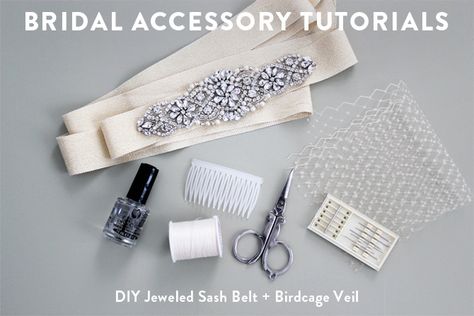 Tutorial: DIY birdcage wedding veil jeweled sash belt Diy Wedding Dress Sash, Diy Birdcage, Veil Diy, Birdcage Wedding, Diy Wedding Veil, Diy Eye Cream, Accessories Video, Wedding Birdcage, Wedding Dress Sash