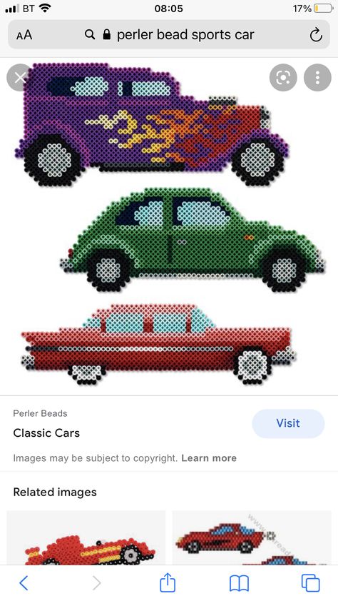 Easy Perler Beads Ideas, Old Car, Perler Bead, Perler Beads, Pixel Art, Google Photos, To Share, Toy Car, Photo And Video