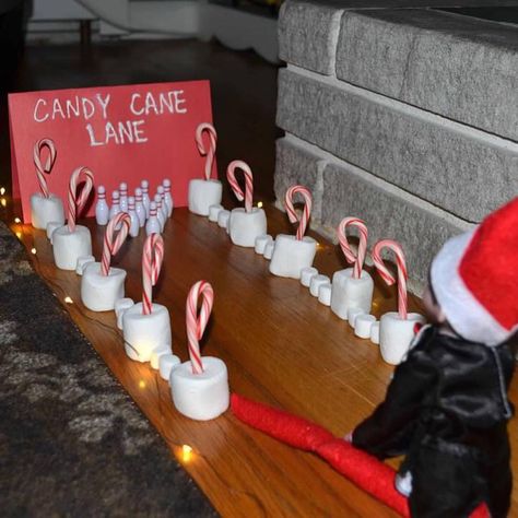 Elfontheshelf_James&Meebles’s Instagram profile post: “Circa 2015. Late night bowling at Candy Cane Lanes. Strike!” Night Bowling, Elf Candy Cane, Elf 2024, Elf Ideas Easy, Elf Arrival, Shelf Inspiration, Hot Chocolate Gifts, Candy Cane Lane, Hot Chocolate Gift