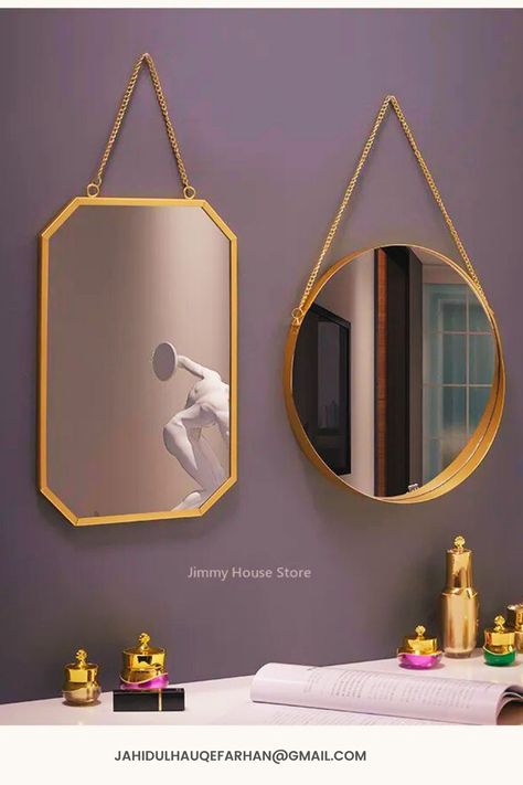 Mirror Wall Decor Classic Mirror Shapes Design, Bathroom Mirror Frame, Shapes Design, Metal Frame Mirror, Mirror Shapes, Hanging Wall Mirror, Mirror Wall Bathroom, Decorative Mirror, Bedroom Mirror