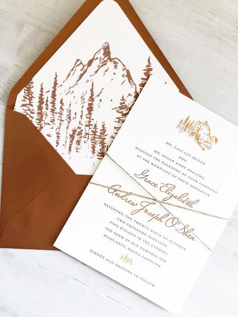 Fall Wedding Copper, Wedding Copper, Fall Mountain Wedding, Paper Daisies, Mountain Wedding Invitations, Copper Wedding, Wedding Invitation Inspiration, Rustic Fall Wedding, Custom Wedding Stationery