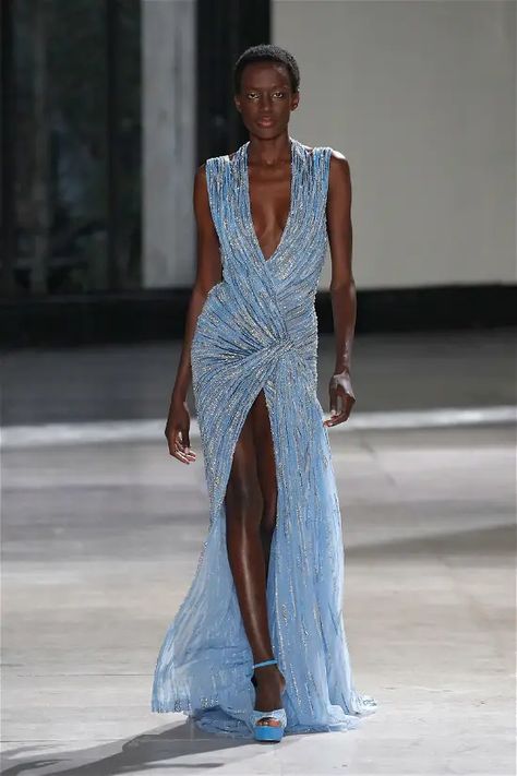 Tony Ward Couture Spring Summer 2023 Paris – NOWFASHION Blue Runway Dress, Tony Ward Couture, Paris Fashion Week Runway, Tony Ward, Haute Couture Dresses, Fashion Gowns, Formal Cocktail Dress, Runway Dresses, Spring Summer 2023