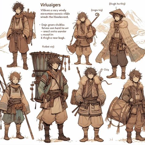 Jungle Clothing Concept Art, Desert Outfit Concept Art, Explorer Concept Art, Desert Clothing Concept Art, Nomad Character Design, Merchant Character Design, Merchant Caravan, Traveler Character Design, Adventurer Character Design