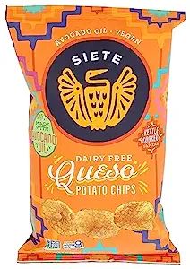 Amazon.com: Siete Family Foods Queso Potato Chips, 5.5 OZ Dairy Free Queso, Gluten Free Chips, Cooking Avocado, Best Vegan Cheese, Dairy Free Snacks, Kettle Chips, Cheese Chips, Organic Snacks, Travel Snacks