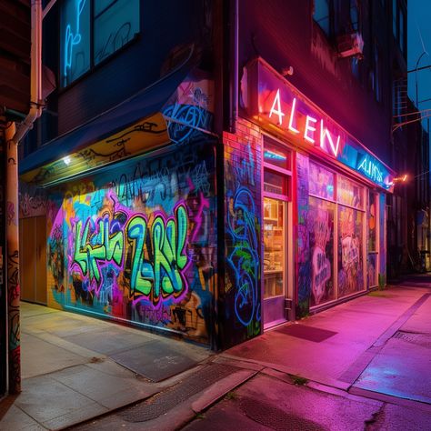 Arcade Business, Cyberpunk Graffiti, Dream Thieves, Graffiti Supplies, Marvel Background, Graffiti Photography, Urban Aesthetic, Cyberpunk Style, Neon Purple