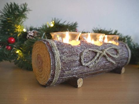 Log Candle Holder, Round Lighting, Log Candle Holders, Heart Candle Holder, Round Candle Holder, Christmas Log, Log Candles, Rustic Candle Holders, Rustic Candles