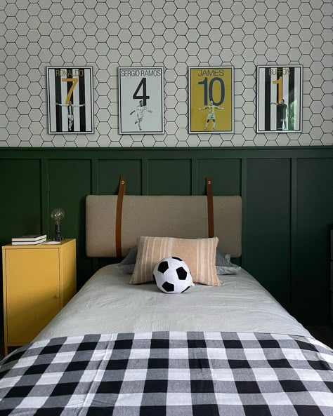 Football Theme Bedroom, Boys Soccer Bedroom, Soccer Bedroom Decor, Soccer Themed Room, Boys Football Bedroom, Soccer Themed Bedroom, Soccer Bedroom, Boy Sports Bedroom, Football Bedroom