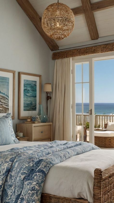 Costal Themed Bedrooms, Coastal House Bedroom, Coastal Cozy Bedroom, Modern Beach Apartment, Coastal Grandmother Bedroom, Coastal Cottage Bedroom, Coastal Bedroom Aesthetic, Costal Bedroom, Beach House Room