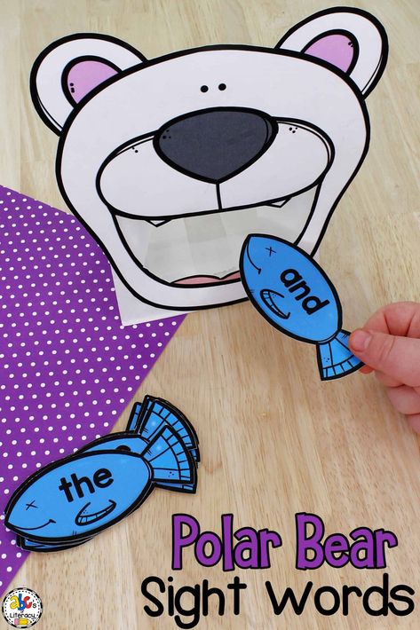 Feed The Bear Activity, Feed The Polar Bear, Polar Bears Kindergarten, Polar Bear Games, Polar Bears Preschool, Bear Theme Preschool, Color Preschool, Polar Bear Unit, Polar Bears Activities