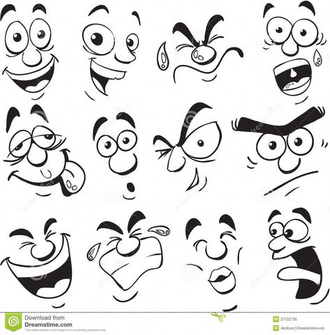 Illustration about Vector set of facial expression in comic style. Illustration of eyebrow, happy, shifty - 27122735 Cartoon Eyebrows, Comic Style Illustration, Doodle Faces, Cartoon Faces Expressions, Clay People, Happy Cartoon, Basic Drawing, Elementary Art Projects, Drawing Expressions