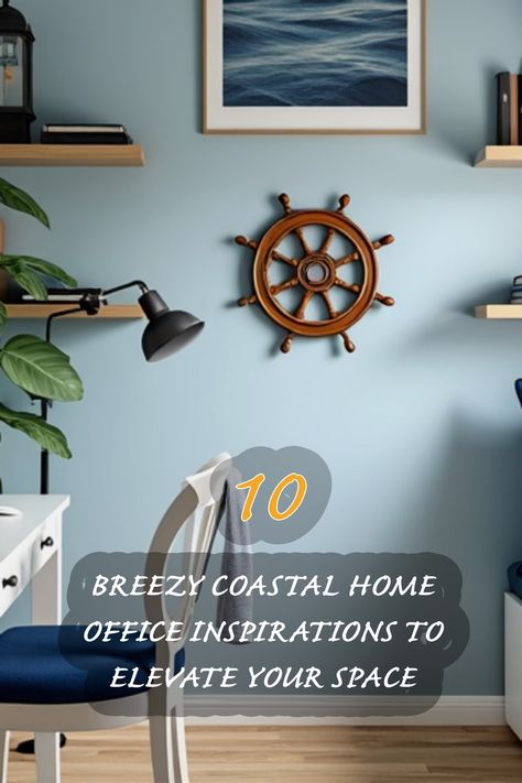 I'm excited to share ten breezy coastal home office inspirations that truly elevate your space! The soft blue walls paired with natural elements create a calming atmosphere perfect for productivity. I love incorporating nautical decor, like the ship's wheel, which adds a unique touch. Emphasizing light colors and refreshing designs can transform your workspace into a serene retreat. Coastal Home Office, Japandi Dining Room, Soft Blue Walls, Coastal Design Style, Organic Modern Kitchen, Home Office Design Ideas, Reclaimed Wood Desk, Office Design Ideas, Man Office