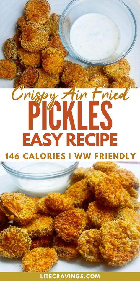 Get ready for a crispy and tangy snack that will have you hooked! These air-fried pickle chips are a healthier alternative to traditional deep-fried pickles. With their perfectly seasoned coating and crunchy texture, they are a crowd-pleasing appetizer or a satisfying snack that will leave you wanting more. Healthy Fried Pickles, Air Fried Pickles, Easy Fried Pickles, Healthy Salty Snacks, Fried Pickle Chips, Deep Fried Pickles, Pickle Chips, Appetizers Easy Finger Food, Fried Pickles