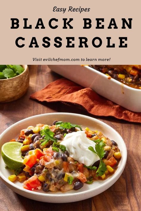 Black Bean Casserole - Evil Chef Mom Ground Meat Casserole, Black Bean Casserole, Black Beans Corn, Picante Sauce, Meat Casserole, Black Bean Corn, Chunky Salsa, Food Substitutions, Salad Sauce