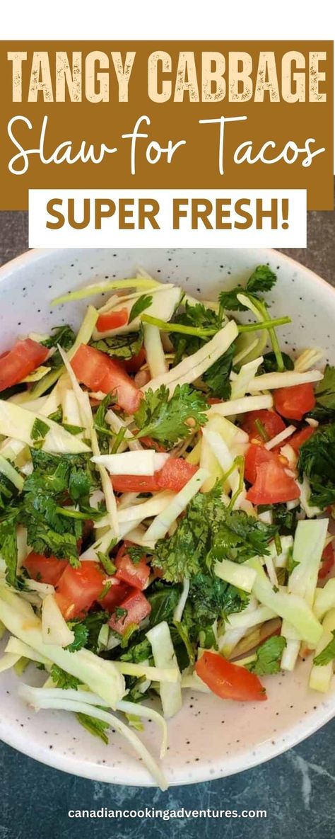 Tangy cabbage slaw for tacos Tacos With Cabbage Slaw, Cabbage For Tacos, Cabbage For Tacos Slaw Recipes, Red Cabbage Slaw For Tacos, Cabbage Slaw For Chicken Tacos, Cabbage Slaw For Shrimp Tacos, Cabbage Slaw For Tacos, Slaw For Tacos, Quick Chicken Dinner