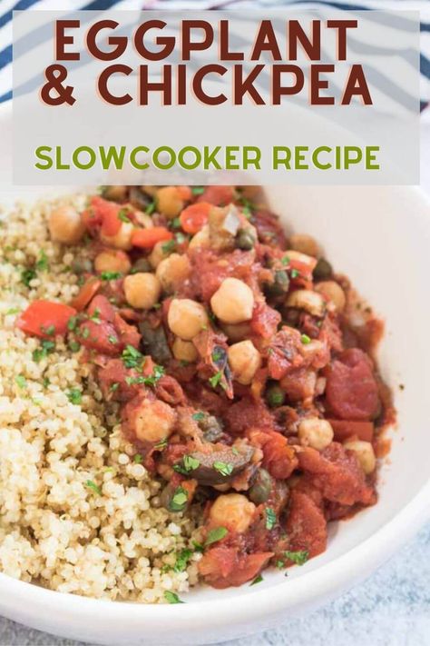 Vegetarian Tagine, Slow Cooker Eggplant, Mediterranean Eggplant, Eggplant Stew, Cooking Eggplant, Healthy Eggplant, Vegan Crockpot Recipes, Protein Vegetarian, Vegan Crockpot