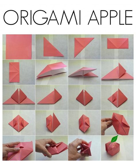 origami apple Origami Apple, Origami Human, Apple Paper, Apple Craft, Paper Wall Hanging, Craft Day, Diy Origami, Fun Easy Crafts, Paper Crafts Origami