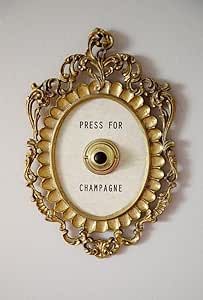 Okuorze Press for Champagne Button, Press for Champagne Framed Vintage Button,Champagne Themed Decor Wall Plaque Ornament Gift for Party Christmas Home Bedroom Hotel, Gold Press For Champagne Button, Champagne Button, Press For Champagne, Door Ring, European Style Homes, Ring Bell, Bell Button, Shabby Home, Door Bell