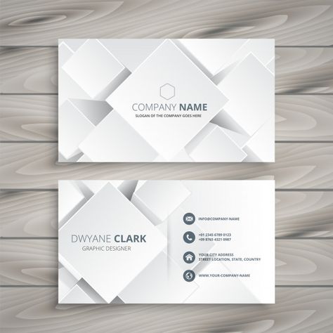 Elegant white business card with 3d shapes Free Vector Calling Card Template, 3d Business Card, Card Shapes, Business Card Design Minimal, Elegant Business Cards Design, Corporate Business Card Design, Company Business Cards, Business Cards Layout, Adobe Illustrator Design