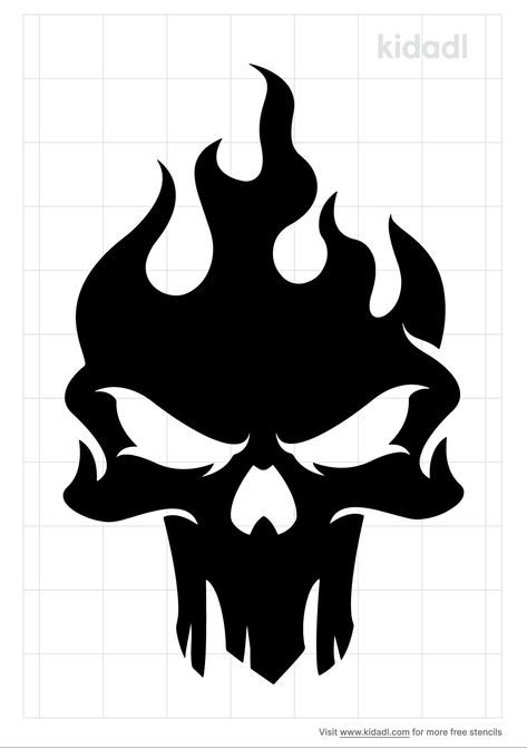 Skull Sillouhette, Skull Art Drawing Sketches, Burning Skull Tattoo, Skull Stencil Templates, Clothing Stencils, Punisher Skull Tattoo, Skull Drawing Sketches, Skull Silhouette, Skull Stencil