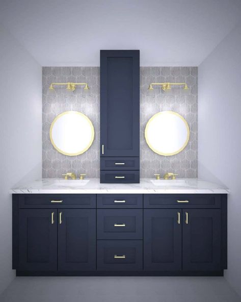 Vanity With Linen Cabinet, Double Vanity Sink, Mirror And Sconces, 2024 Bathroom, Chic Bathroom, Master Bath Remodel, Double Vanity Bathroom, Boys Bathroom, Linen Cabinet