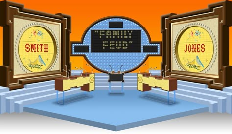 Family Feud set (1976-81) Game Show Aesthetic, Family Feud Party, 70s Television, Seminar Ideas, Noises Off, Tv Studio, 50th Anniversary Party, Game Shows, Tv Show Games