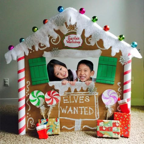 Holiday Diy Projects, Gingerbread Christmas Decor, Christmas Photo Booth, Diy Santa, Santa's Workshop, Christmas Nativity Scene, Christmas Classroom, Christmas Celebration, Office Christmas