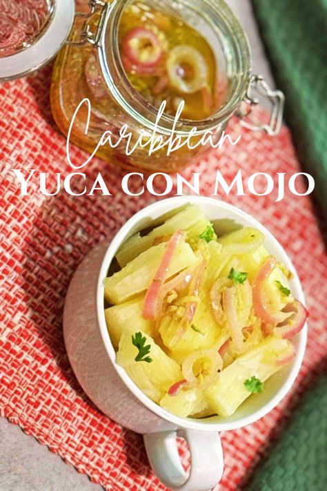 Caribbean Yuca con Mojo is a delicious and classic dish featuring tender yuca topped with a flavorful garlic and citrus sauce. Like plantains, yuca is also versatile, and of all the ways to enjoy it, Yuca con Mojo is one of the most delicious. Cassava, or yuca, is a common side dish in the Caribbean and it is usually served with rice dishes, meats, and fish. For this recipe, you can use fresh or frozen yuca, and I assure you: it will turn out delicous everytime! Yuca Al Mojo, Yuca Recipes, Cassava Recipe, Citrus Sauce, Christmas Menu, Classic Dishes, Garlic Sauce, Rice Dishes, International Recipes