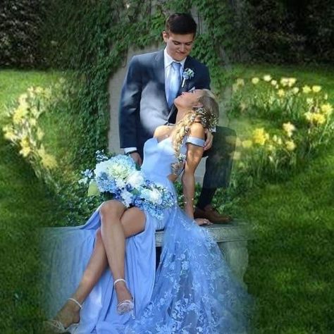 Dresses With Train, Blue Lace Prom Dress, Prom Couples, Ellie Wilde, Lace Prom Dress, Long Prom Dresses, Prom Pictures, Dress Prom, Long Prom Dress