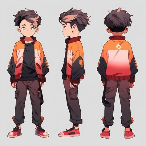 Male Character Turnaround Sheet, Character Turnaround Concept Art, Character Concept Art Sheet, Concept Art Sheet, Character Design Template, Anime Boy Character, Boy Character Design, Character Design Teen, Male Hairstyles