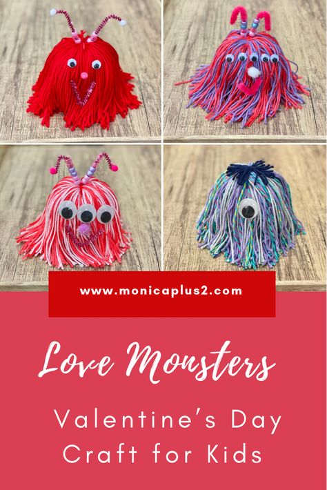 Love Monsters, Valentines Day Craft, Preschool Valentine Crafts, Valentines Diy Kids, Valentine Art Projects, Monster Valentines, Monster Craft, Easy Valentines, February Crafts