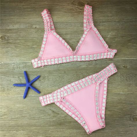 Style: Boho & Vacation Fabric: Jersey Pattern: Printed Element: Non Strap Type: Regular Strap Main Composition: Polyester Season: Summer Preppy Summer, Swimsuit Set, Knit Stitch, Flower Basket, Summer Clothes, Swim Suit, Hand Crochet, Short Sets, Crochet Bikini