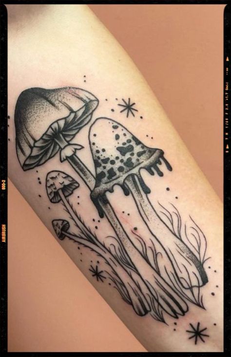 Big Mushroom Tattoo, Large Mushroom Tattoo, Dripping Mushroom Tattoo, Tattoo Mushroom Trippy, Long Stem Mushroom Tattoo, Phycadelic Mushroom Tattoo, 3 Mushroom Tattoo, Drippy Mushroom Tattoo, Mushroom Filler Tattoo