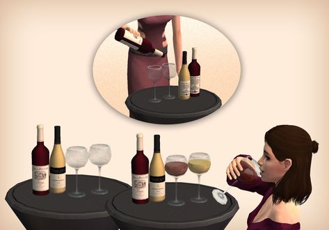 Jacky93Sims — Wine Bottles and Glasses - Functional Serving Tray... Ts2 Cc, The Sims 2, Sims 4 Cc, Sims 2, Wine Bottles, The Sims, Serving Tray, Sims 4, Wine Bottle