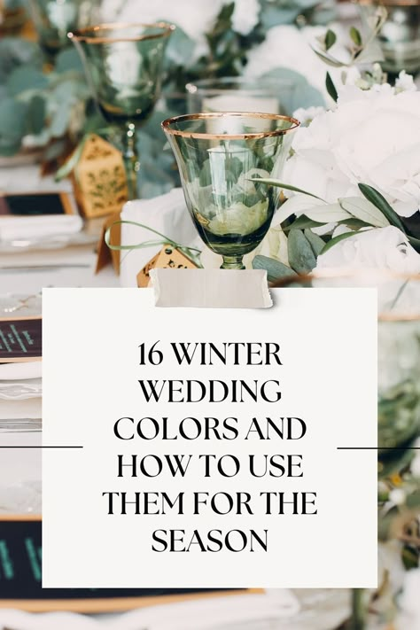 'Tis the season to be married. If you're hosting a wedding in December, January or February, you might be wondering where to start when choosing your winter wedding colors. While it's true that red and green are an obvious choice, there are so many more wedding colors for winter, including several options you might not have even thought to consider. https://www.theknot.com/content/winter-wedding-colors Winter Forest Green Wedding, December Wedding Not Christmas, Wedding February Colors, December Wedding Emerald Green, Evergreen And White Wedding, Winter Green Wedding Color Schemes, December Wedding Palette, 2025 Winter Wedding Trends, Winter Wedding In Florida