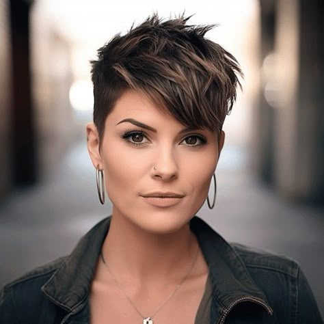 Pixie Balayage Hair, Color Balayage Brunette, Brunette Pixie Haircut, Hair Blond Balayage, Blond Balayage Hair, Colorful Balayage, Haircut Ideas For Short Hair, Pixi Haircut, Pixie Balayage